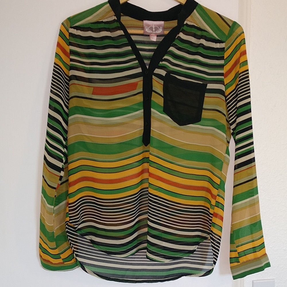 Romeo & Juliet Couture Sheer Stripe Blouse